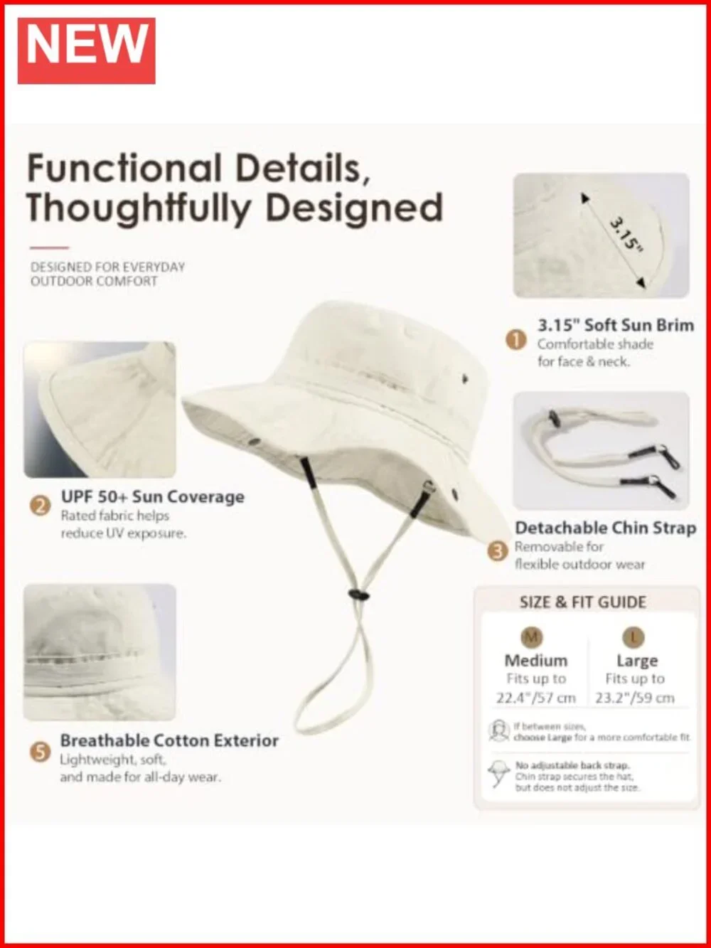 Satin Lined Sun Hat UPF 50+ Washed Cotton Women's Outdoor Beach Travel Wide Brim